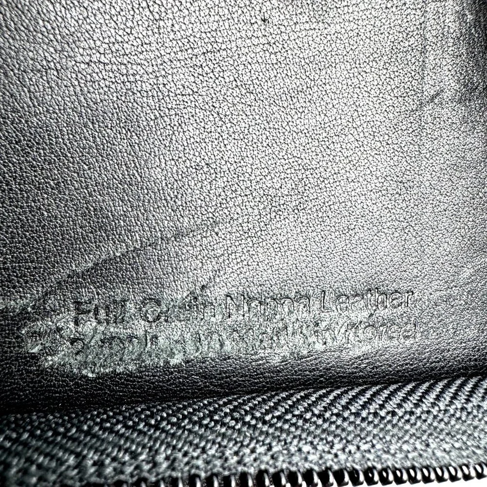 Franklin Quest Vtg Black Full Grain Leather Pocket Page Siz 6 Ring Zip Binder